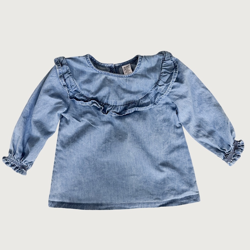 GEORGE | Blue Denim Kids Dress with Ruffle Trim | 24M